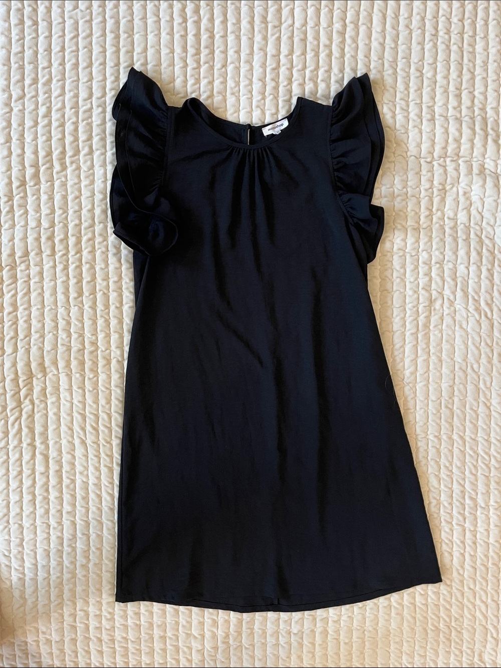 mittoshop Black Ruffle Sleeve Mini Dress
